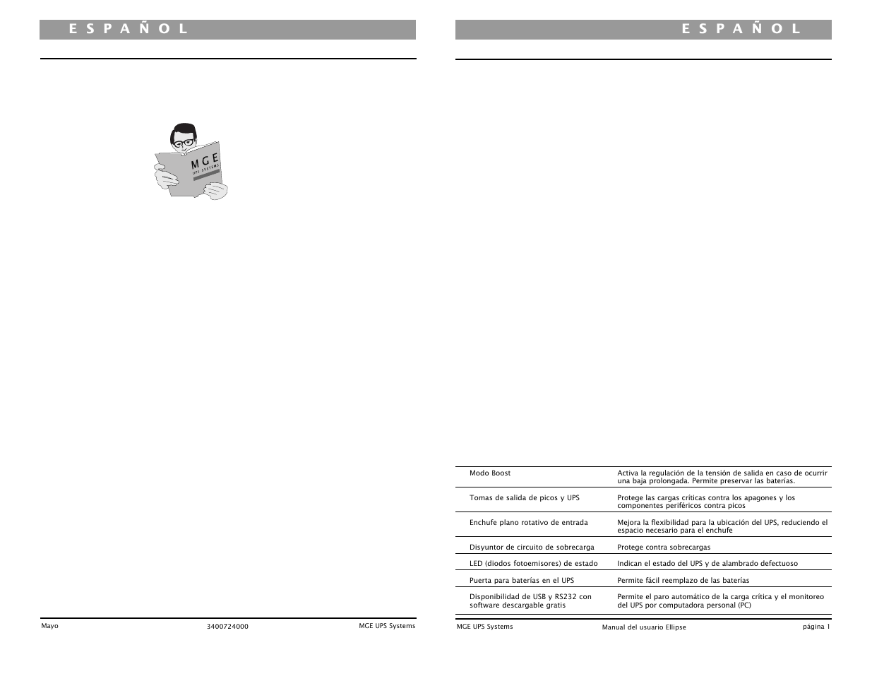 Indice | MGE UPS Systems UPS 500 User Manual | Page 12 / 22