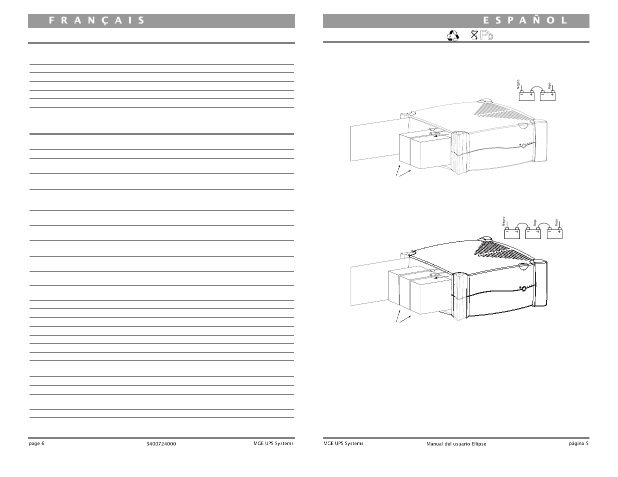 Reemplazo de las baterías | MGE UPS Systems UPS 500 User Manual | Page 14 / 22