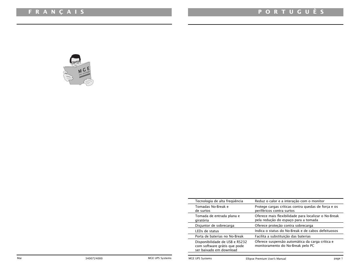 Sumário | MGE UPS Systems UPS 500 User Manual | Page 17 / 22