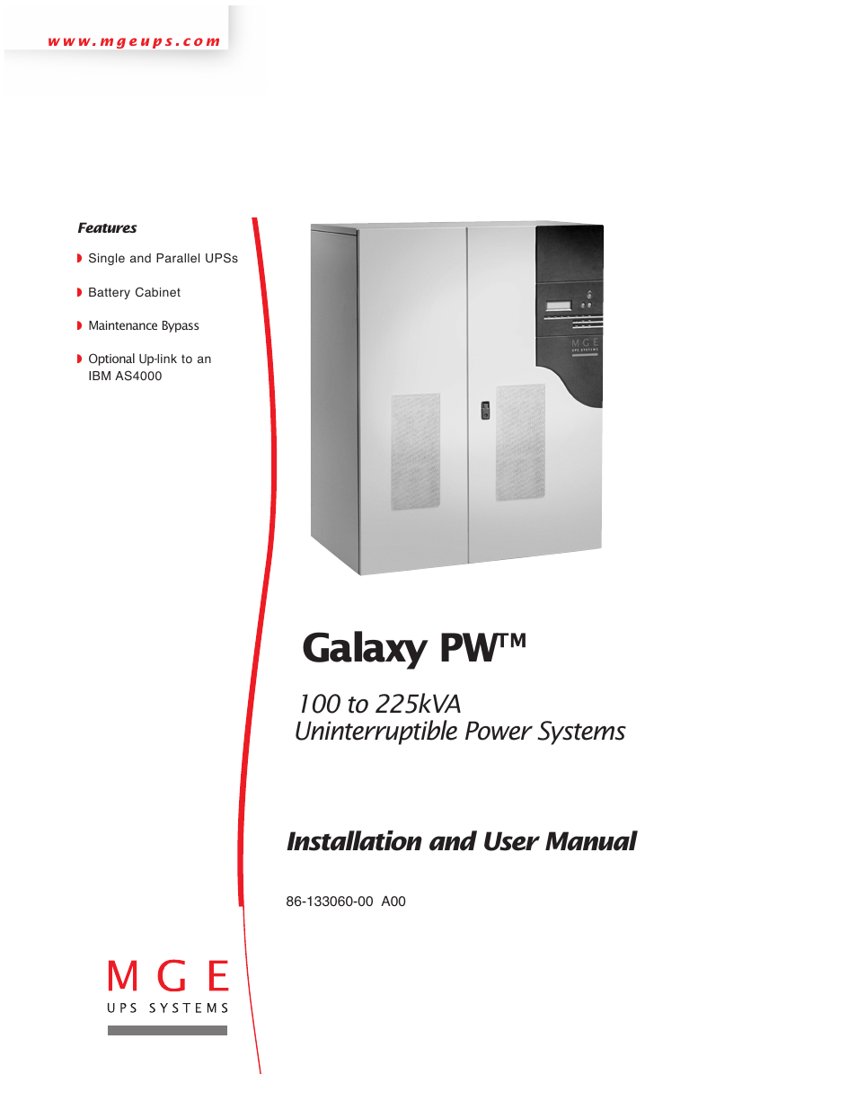 MGE UPS Systems GALAXY PW 225KVA User Manual | 104 pages