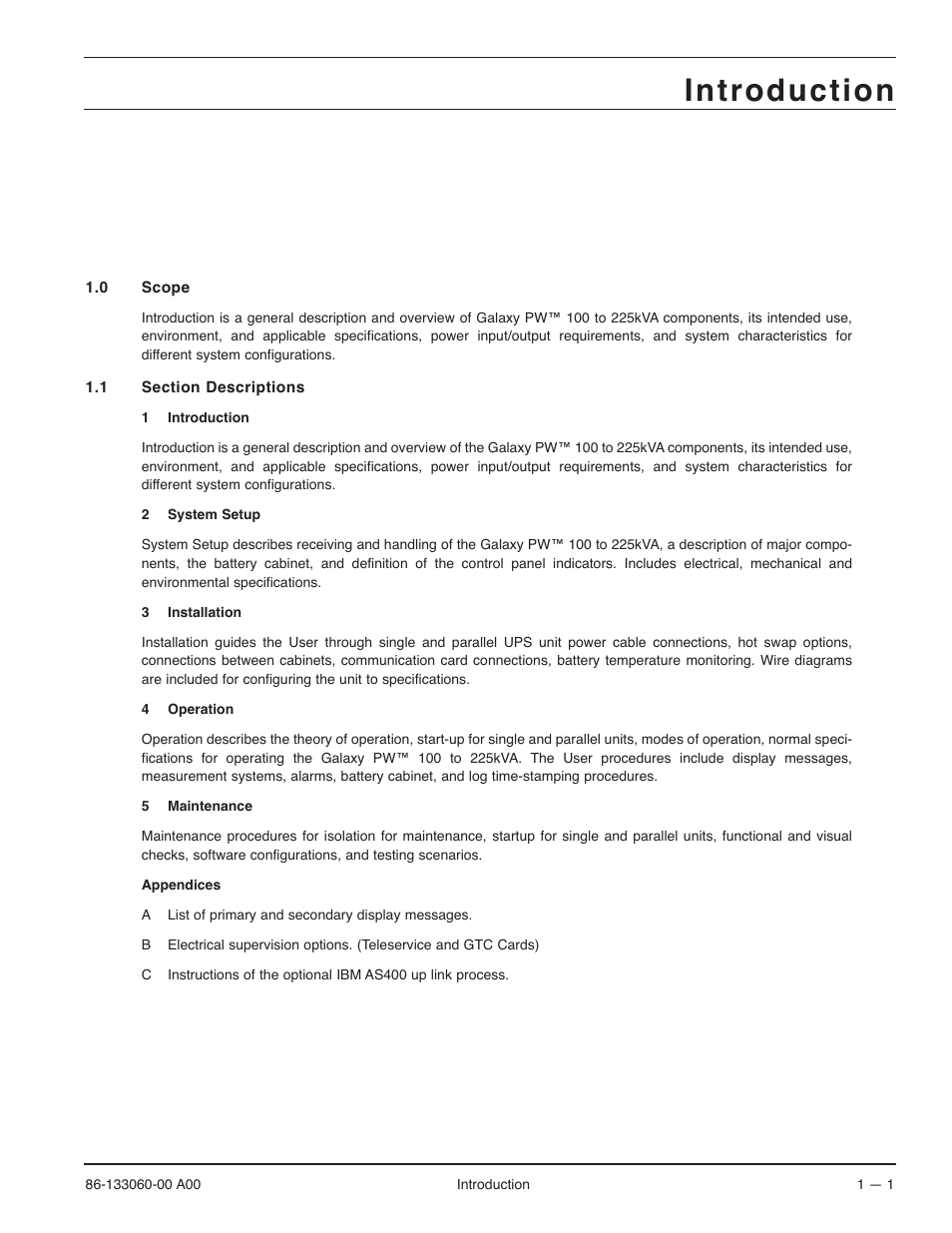 Introduction | MGE UPS Systems GALAXY PW 225KVA User Manual | Page 13 / 104