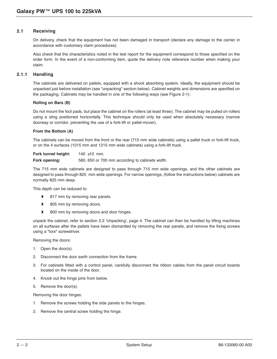 MGE UPS Systems GALAXY PW 225KVA User Manual | Page 24 / 104