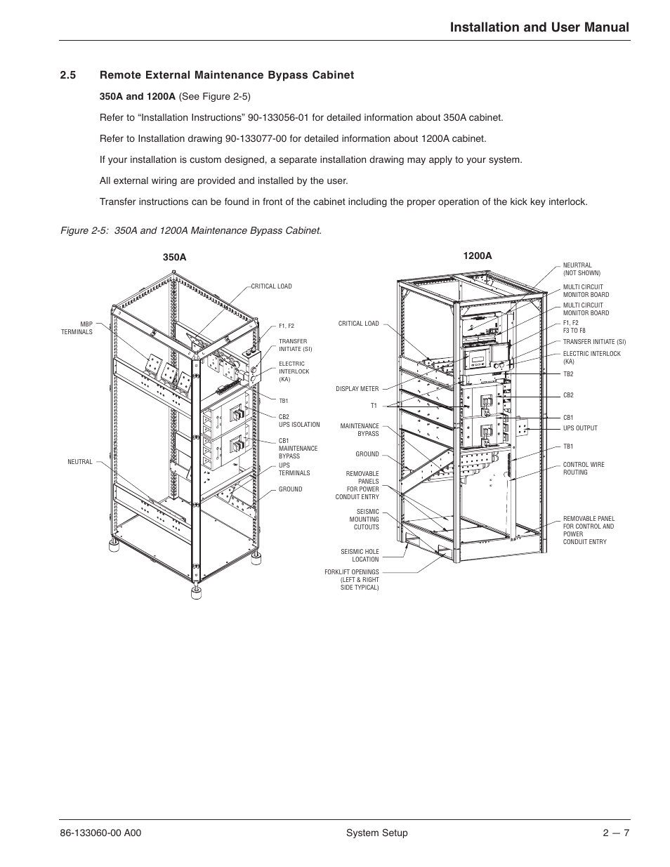 Installation and user manual, 5 remote external maintenance bypass cabinet, 350a | System setup | MGE UPS Systems GALAXY PW 225KVA User Manual | Page 29 / 104