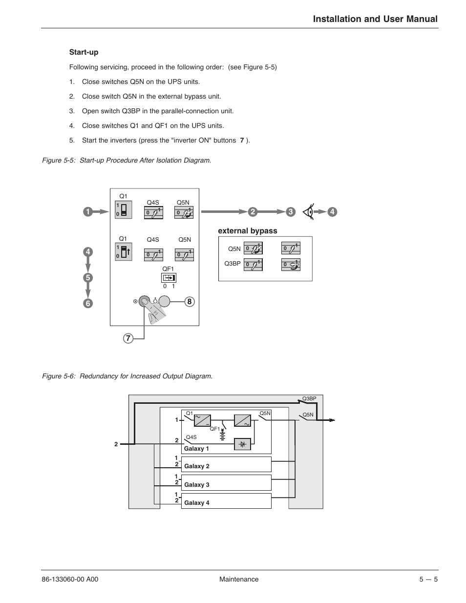 Installation and user manual, External bypass 4 5 | MGE UPS Systems GALAXY PW 225KVA User Manual | Page 75 / 104