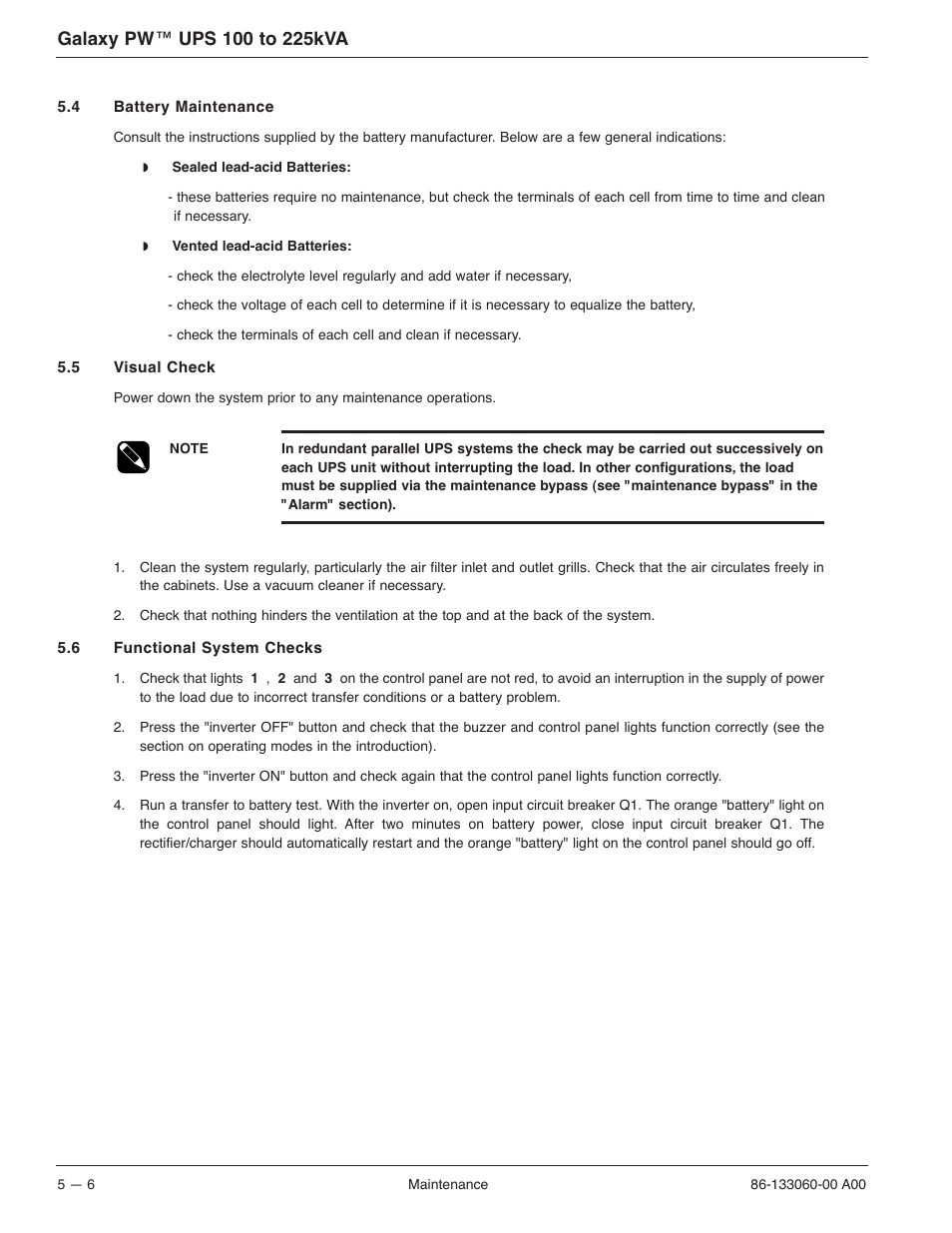 MGE UPS Systems GALAXY PW 225KVA User Manual | Page 76 / 104