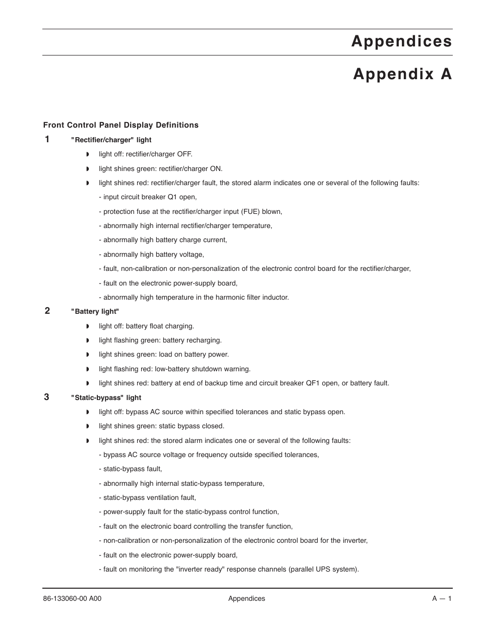 Appendices appendix a | MGE UPS Systems GALAXY PW 225KVA User Manual | Page 79 / 104