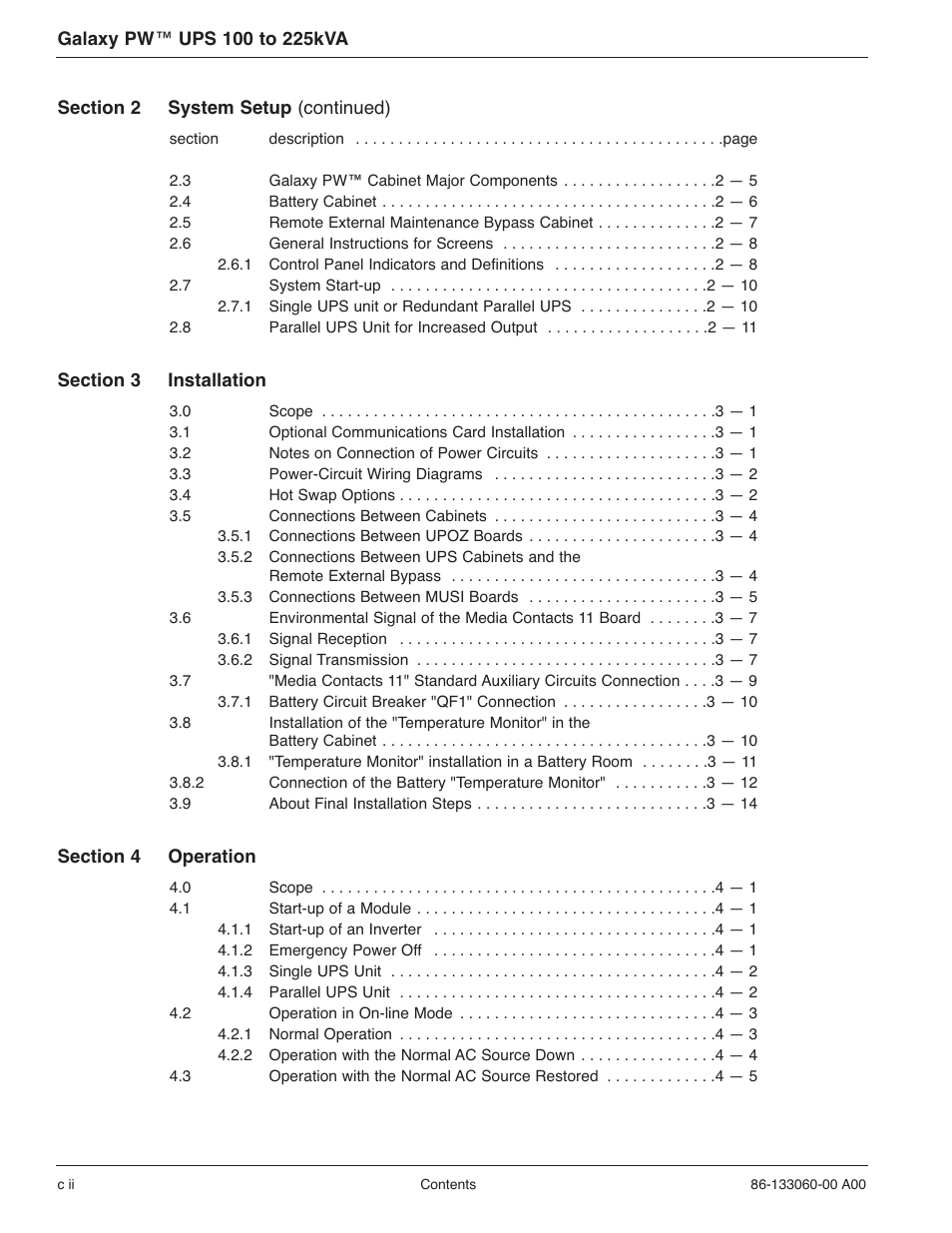 MGE UPS Systems GALAXY PW 225KVA User Manual | Page 8 / 104