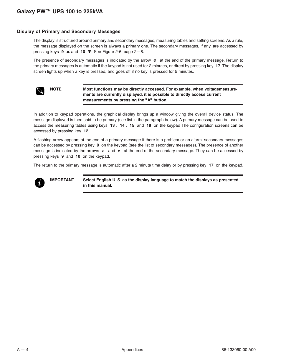 MGE UPS Systems GALAXY PW 225KVA User Manual | Page 82 / 104
