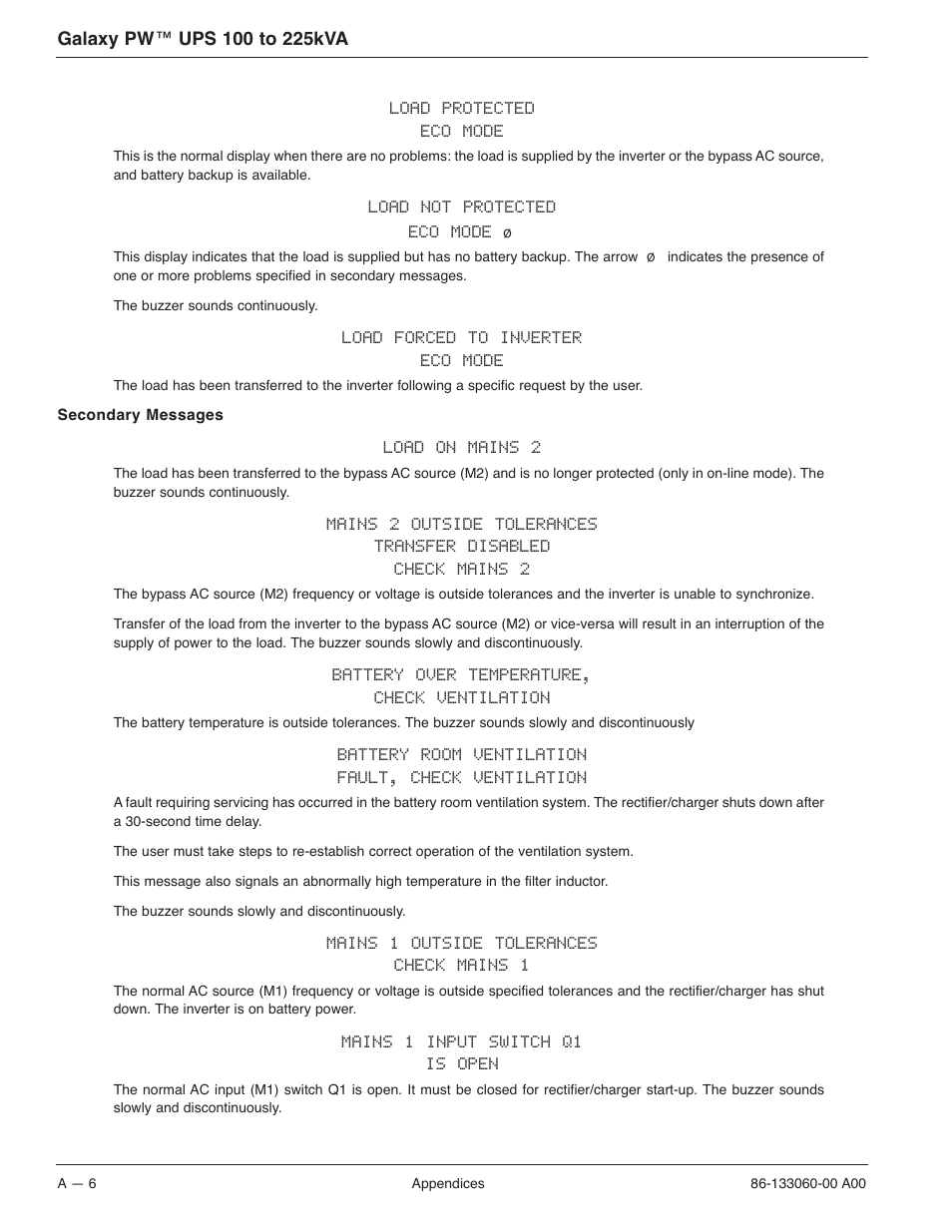 MGE UPS Systems GALAXY PW 225KVA User Manual | Page 84 / 104