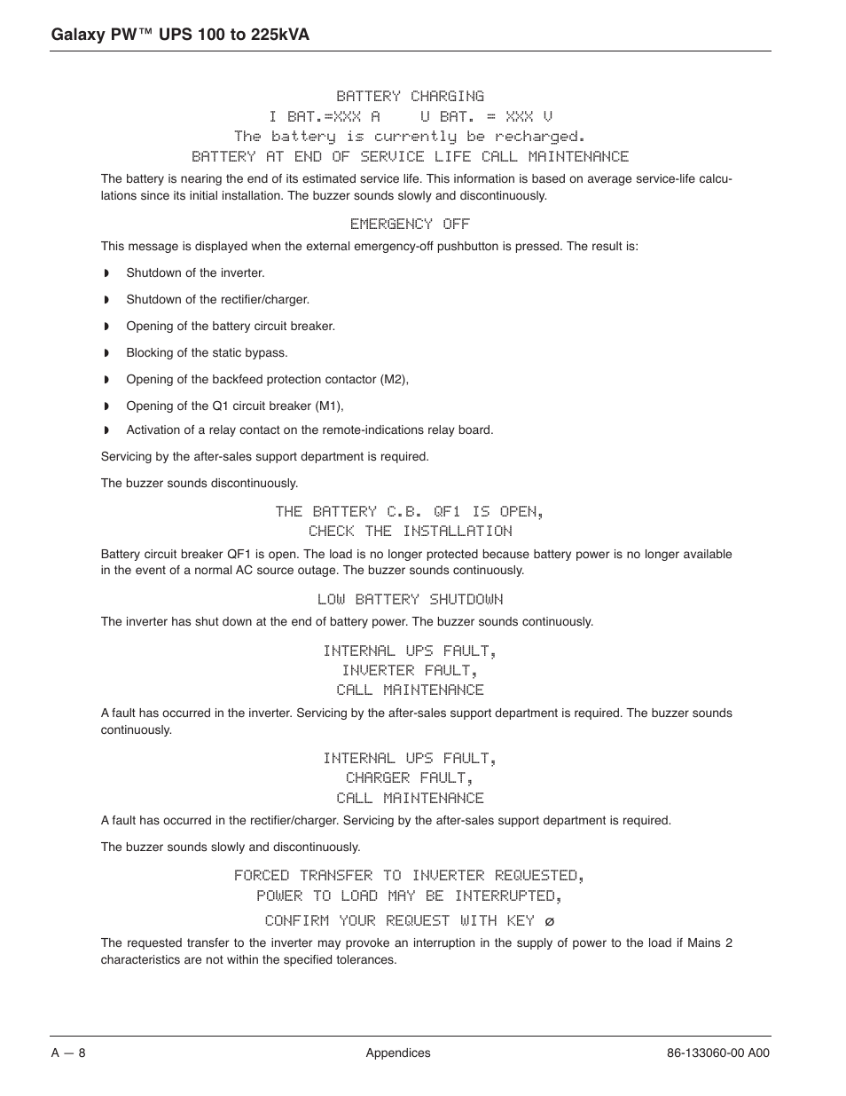 MGE UPS Systems GALAXY PW 225KVA User Manual | Page 86 / 104