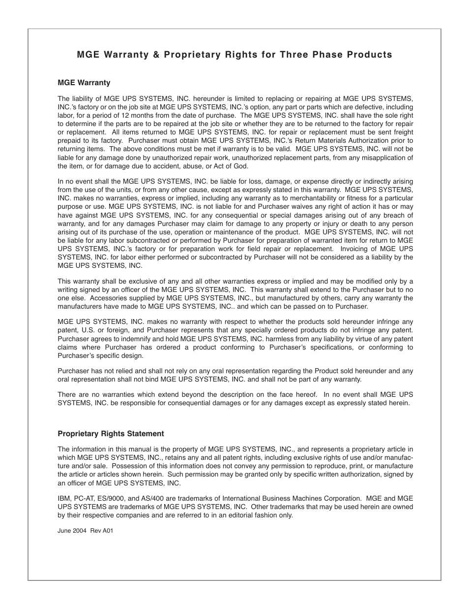 MGE UPS Systems GALAXY PW 225KVA User Manual | Page 93 / 104