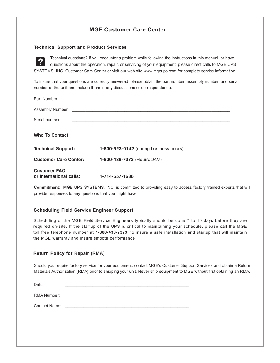 MGE UPS Systems GALAXY PW 225KVA User Manual | Page 95 / 104