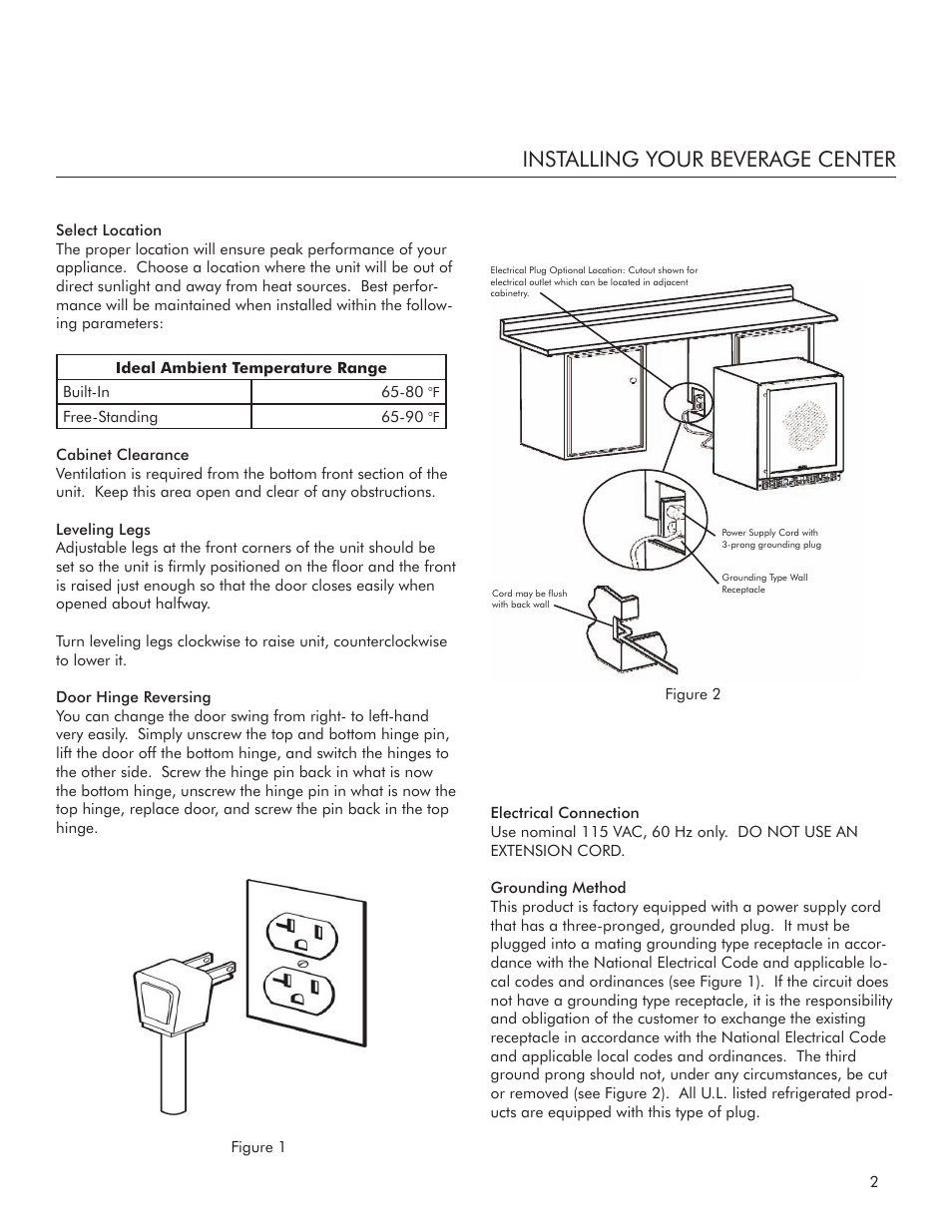 Installing your beverage center | Marvel Industries 3BARM User Manual | Page 3 / 12