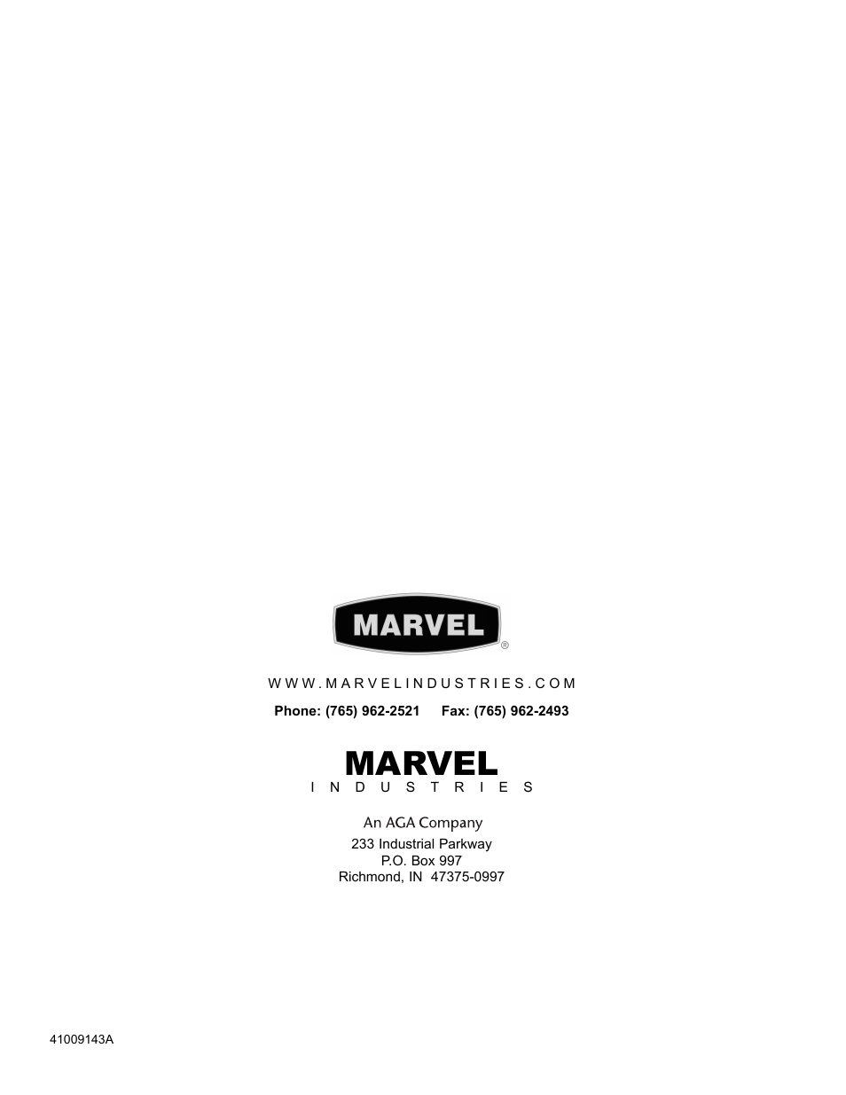 Marvel | Marvel Industries 60RD User Manual | Page 12 / 12