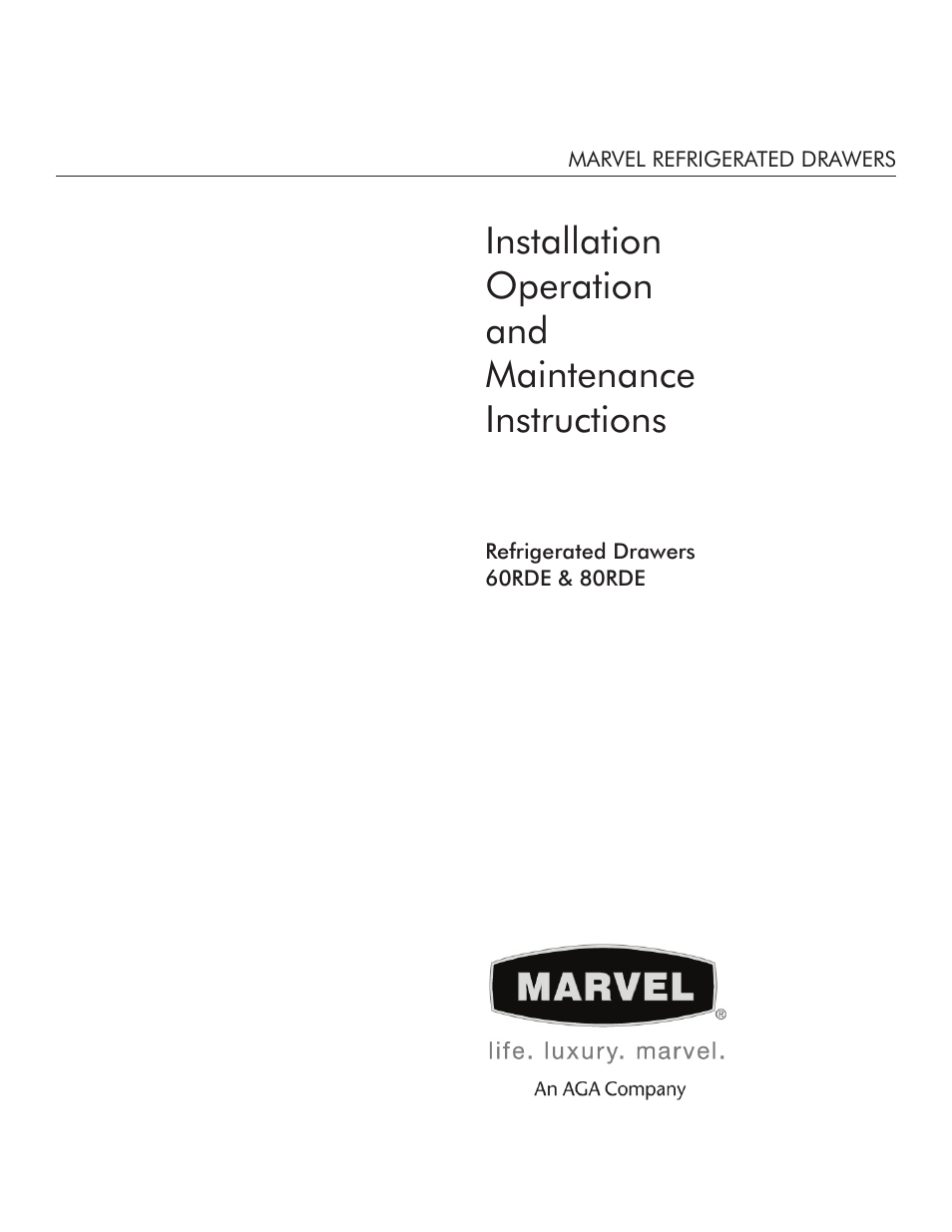 Marvel Industries Refrigerated Drawers 80RDE User Manual | 12 pages