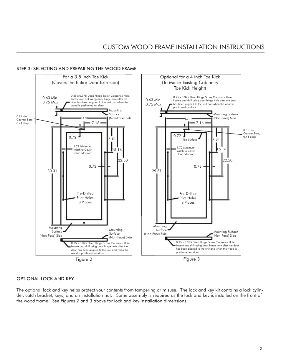 Custom wood frame installation instructions | Marvel Industries 30WCM User Manual | Page 3 / 8