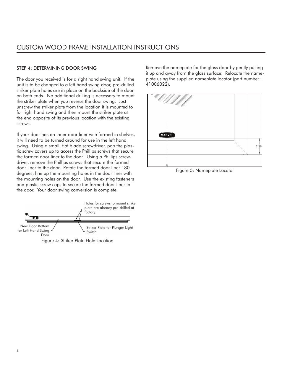 Custom wood frame installation instructions | Marvel Industries 30WCM User Manual | Page 4 / 8