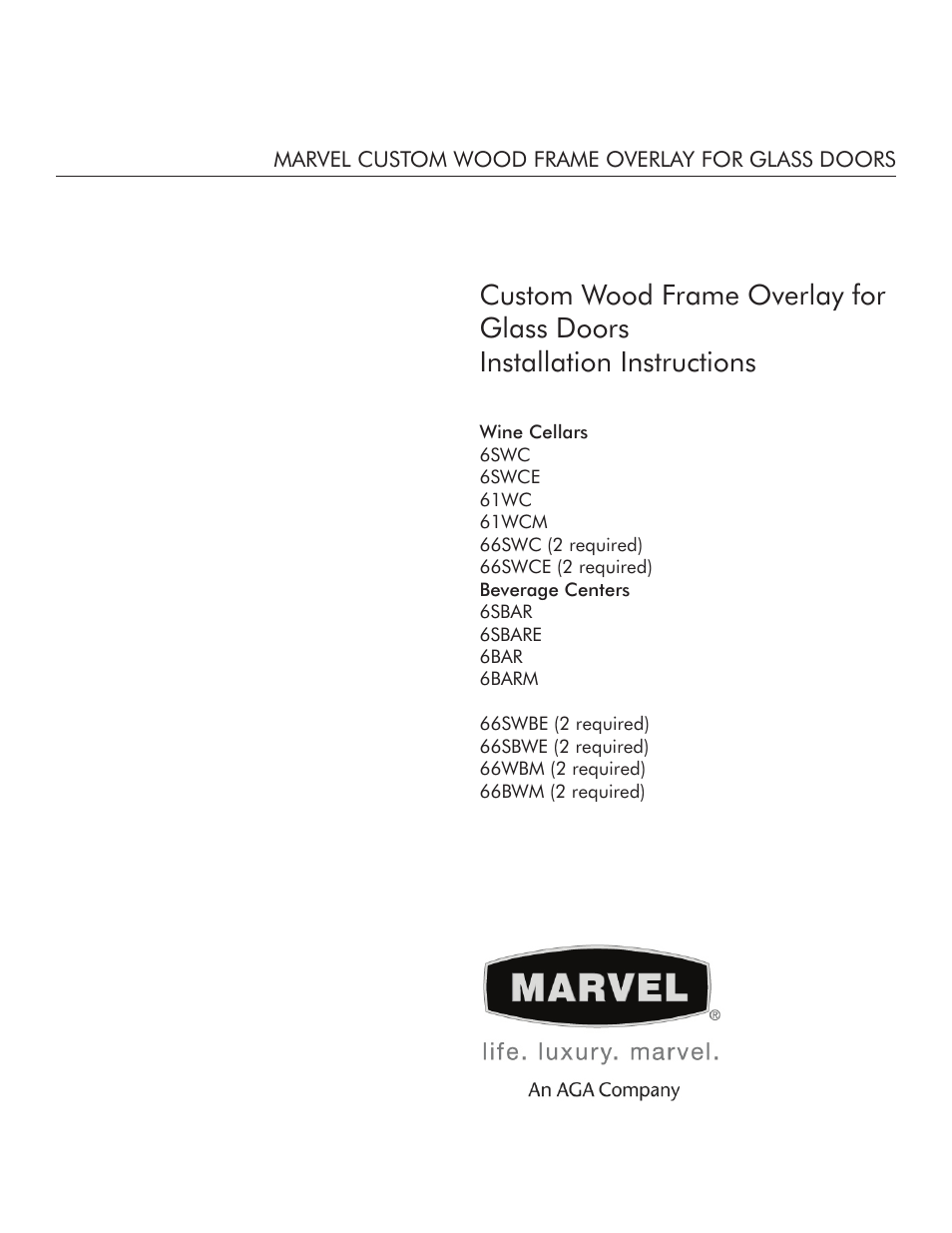 Marvel Industries 6SWCE User Manual | 8 pages