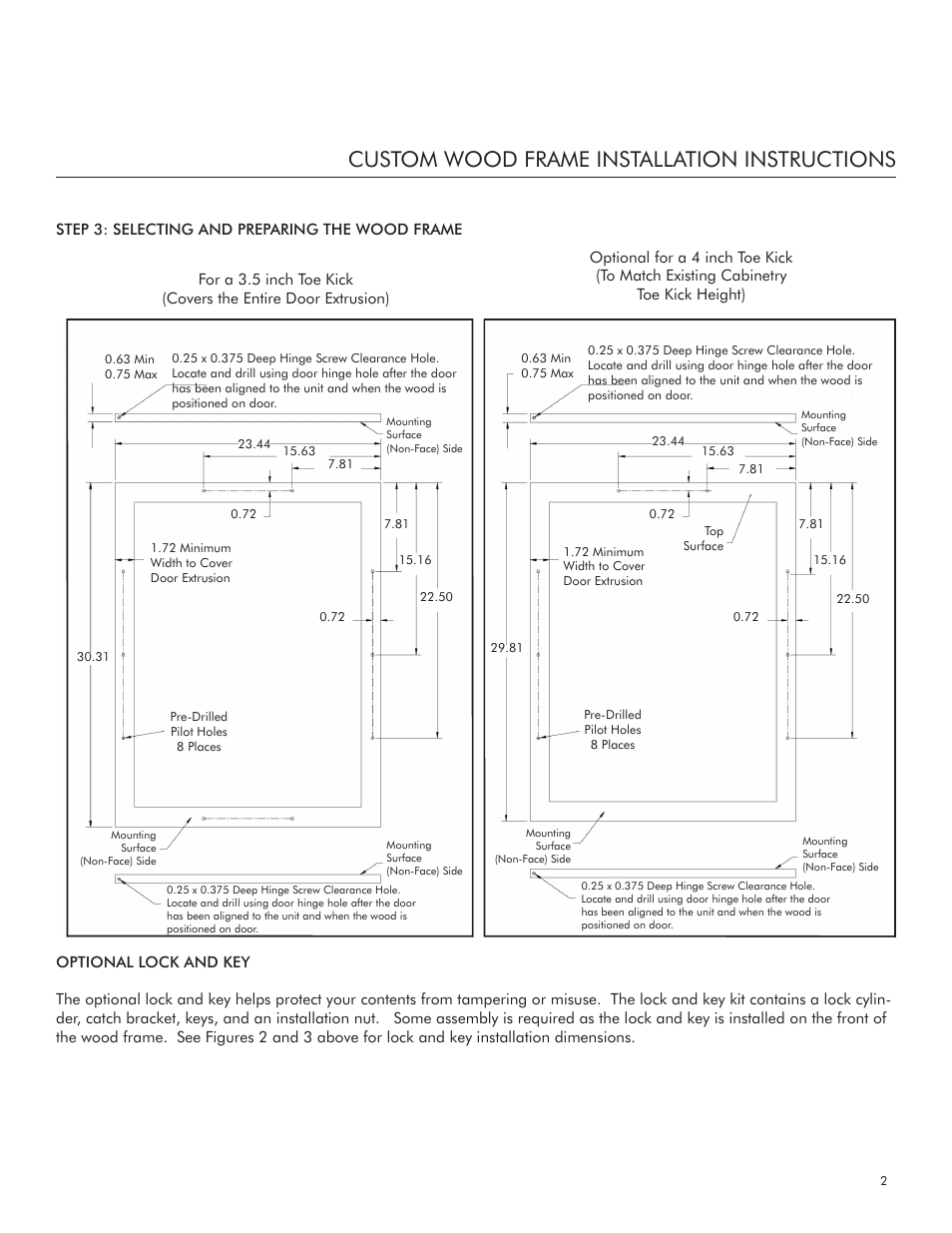 Custom wood frame installation instructions | Marvel Industries 6SWCE User Manual | Page 3 / 8