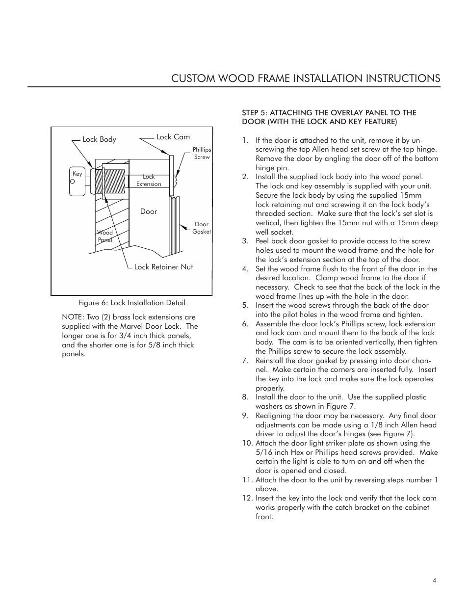 Custom wood frame installation instructions | Marvel Industries 6SWCE User Manual | Page 5 / 8