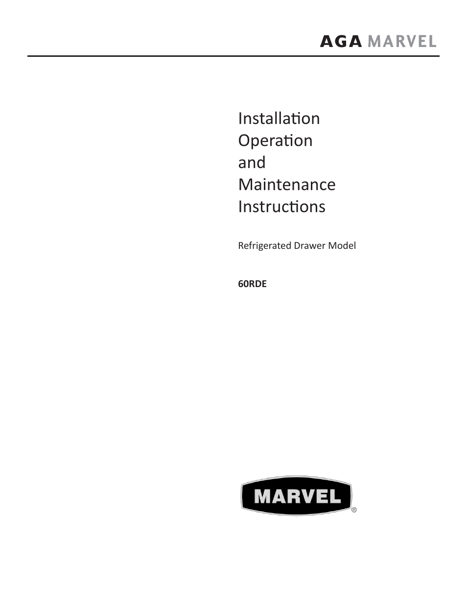 Marvel Industries 60RDE User Manual | 16 pages