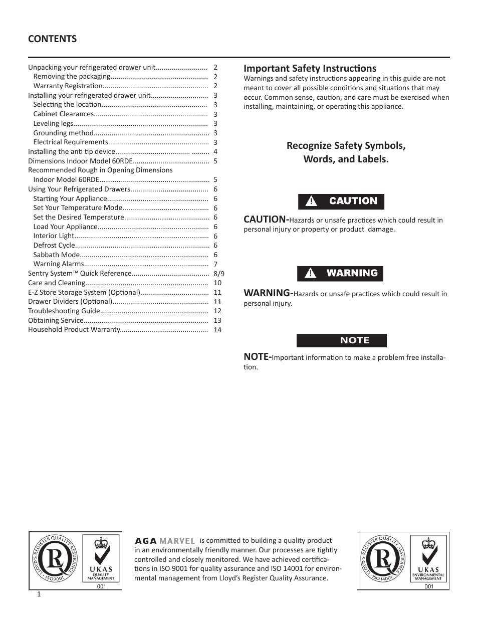 Marvel Industries 60RDE User Manual | Page 2 / 16