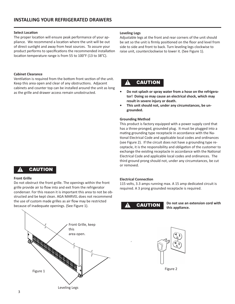 Installing your refrigerated drawers | Marvel Industries 60RDE User Manual | Page 4 / 16