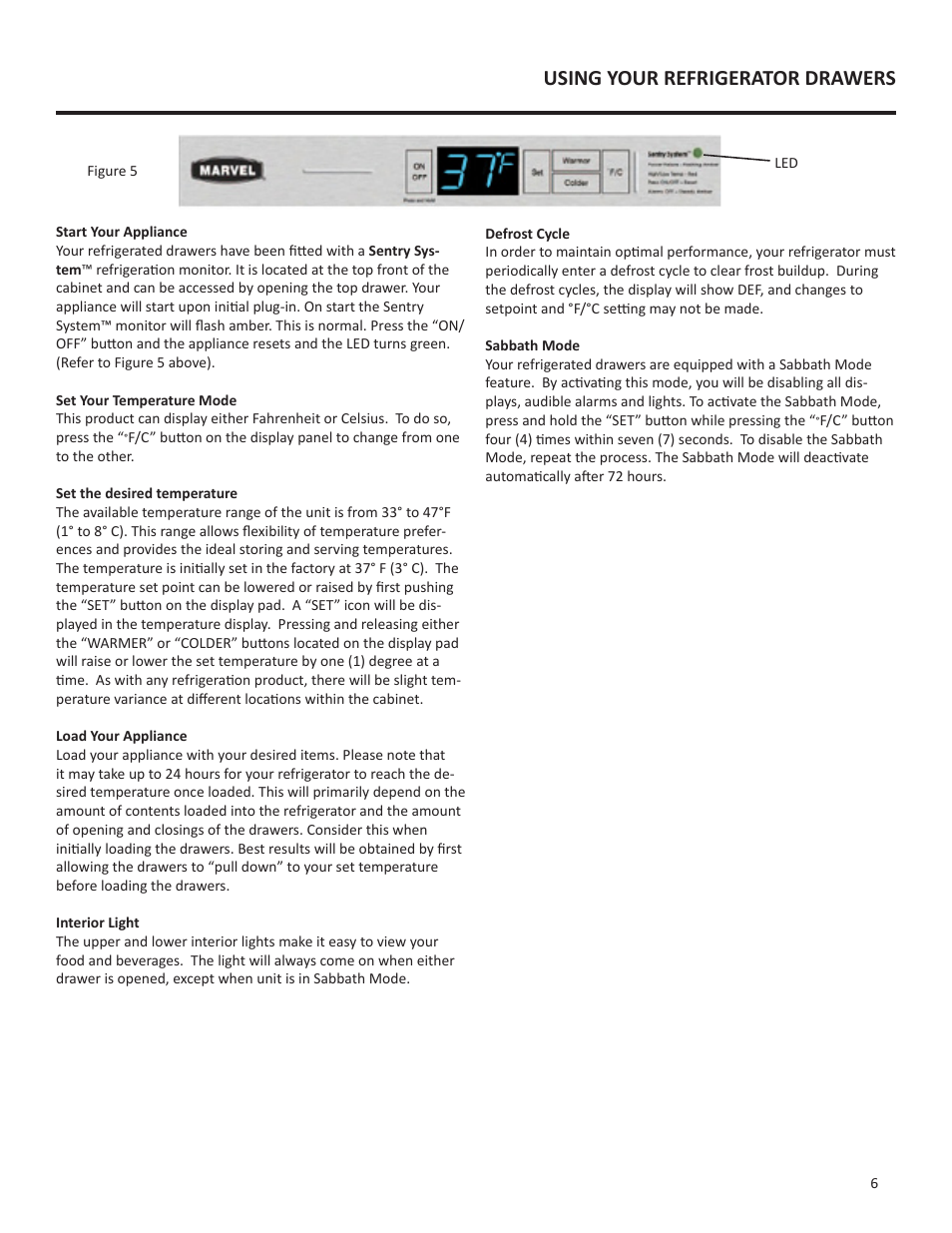 Using your refrigerator drawers | Marvel Industries 60RDE User Manual | Page 7 / 16