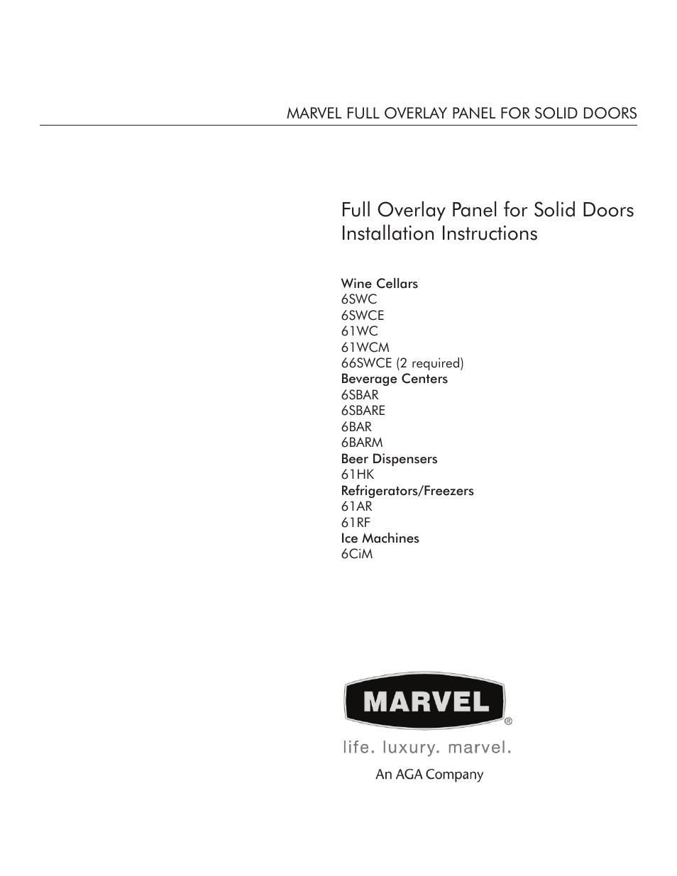 Marvel Industries 6CiM User Manual | 8 pages