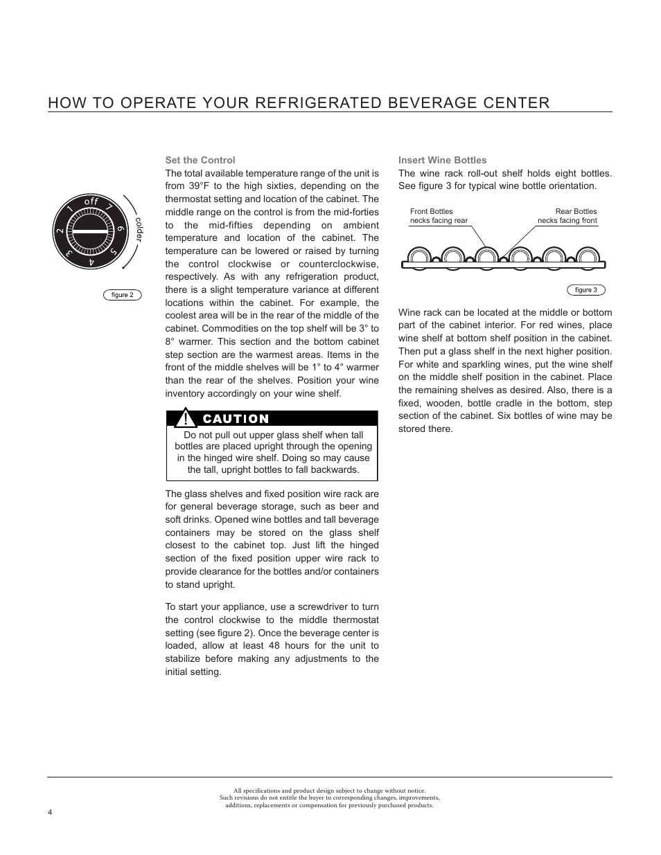 How to operate your refrigerated beverage center | Marvel Industries 8SBAR User Manual | Page 4 / 12