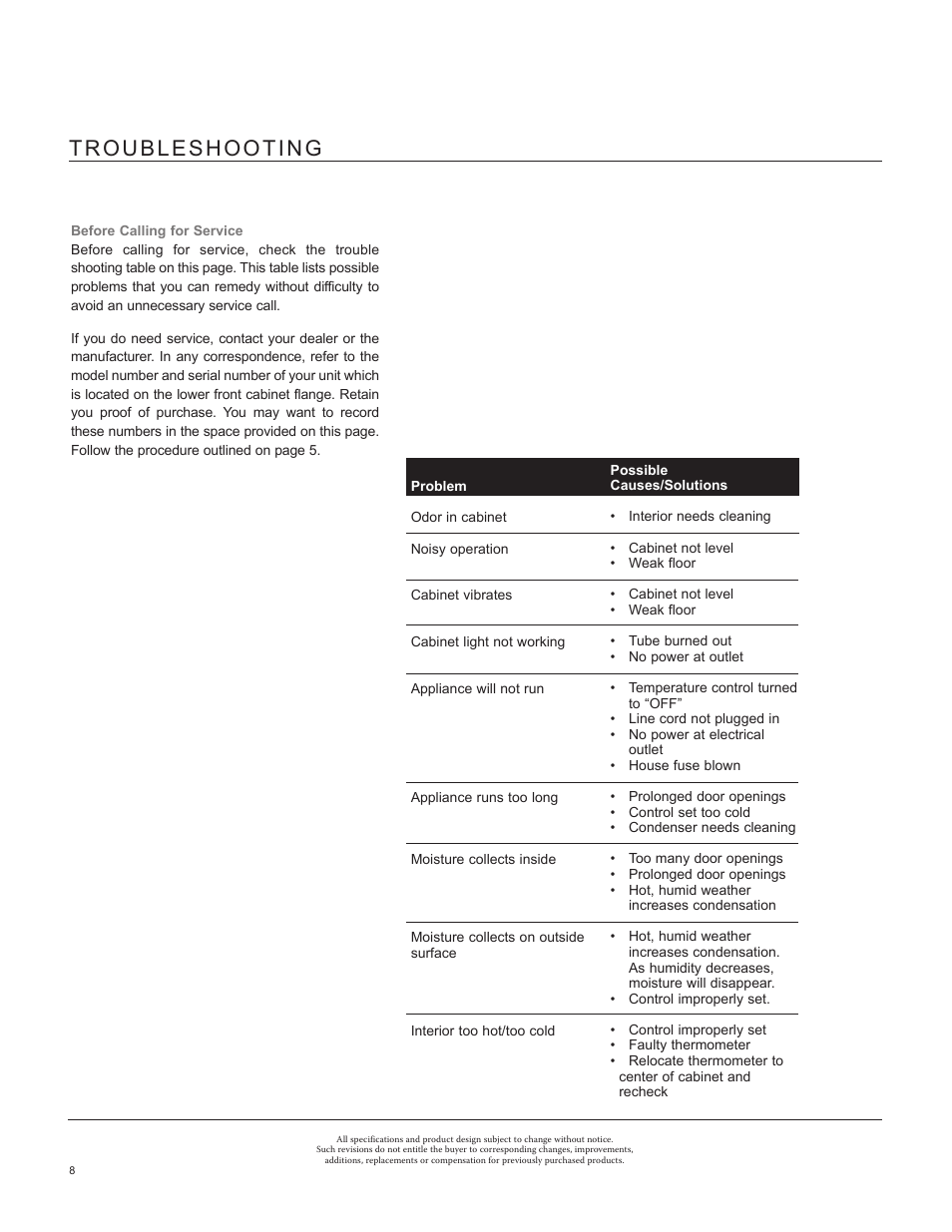 Troubleshooting | Marvel Industries 8SBAR User Manual | Page 8 / 12