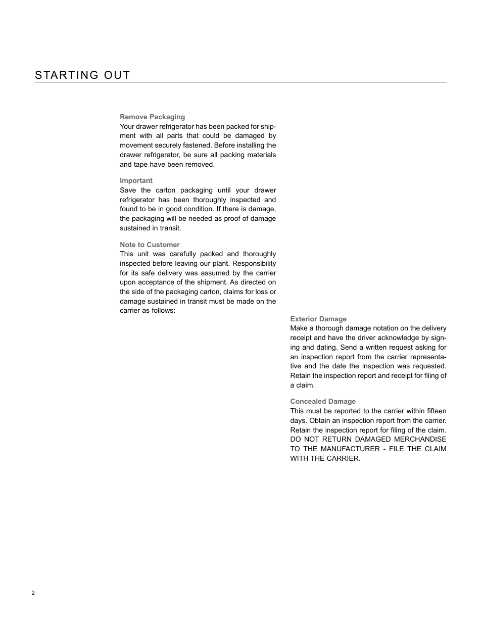 Starting out | Marvel Industries 80RD User Manual | Page 2 / 12