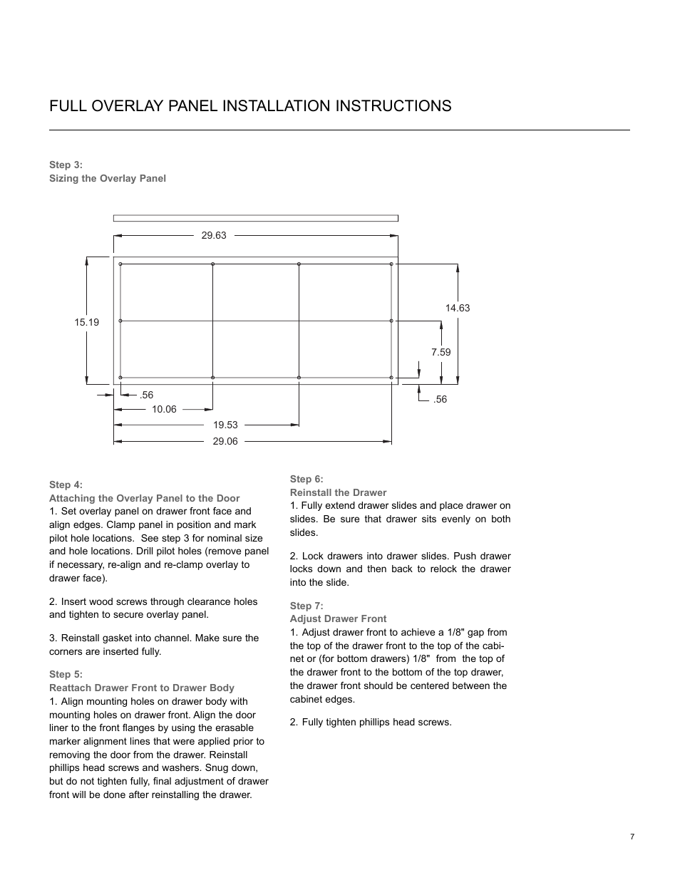 Full overlay panel installation instructions | Marvel Industries 80RD User Manual | Page 7 / 12