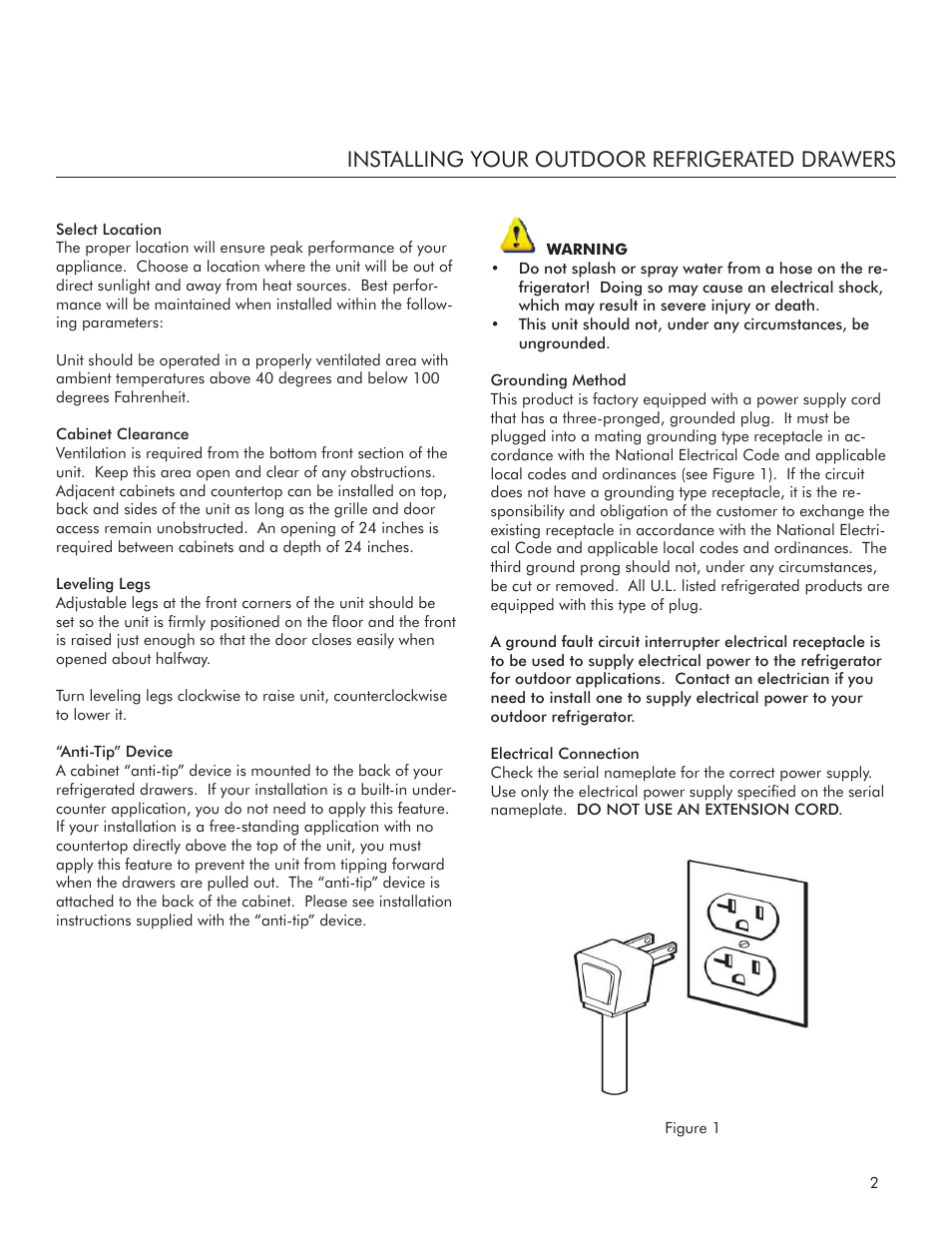 Installing your outdoor refrigerated drawers | Marvel Industries 24" Refrigerated Drawers 6ORDE User Manual | Page 3 / 12