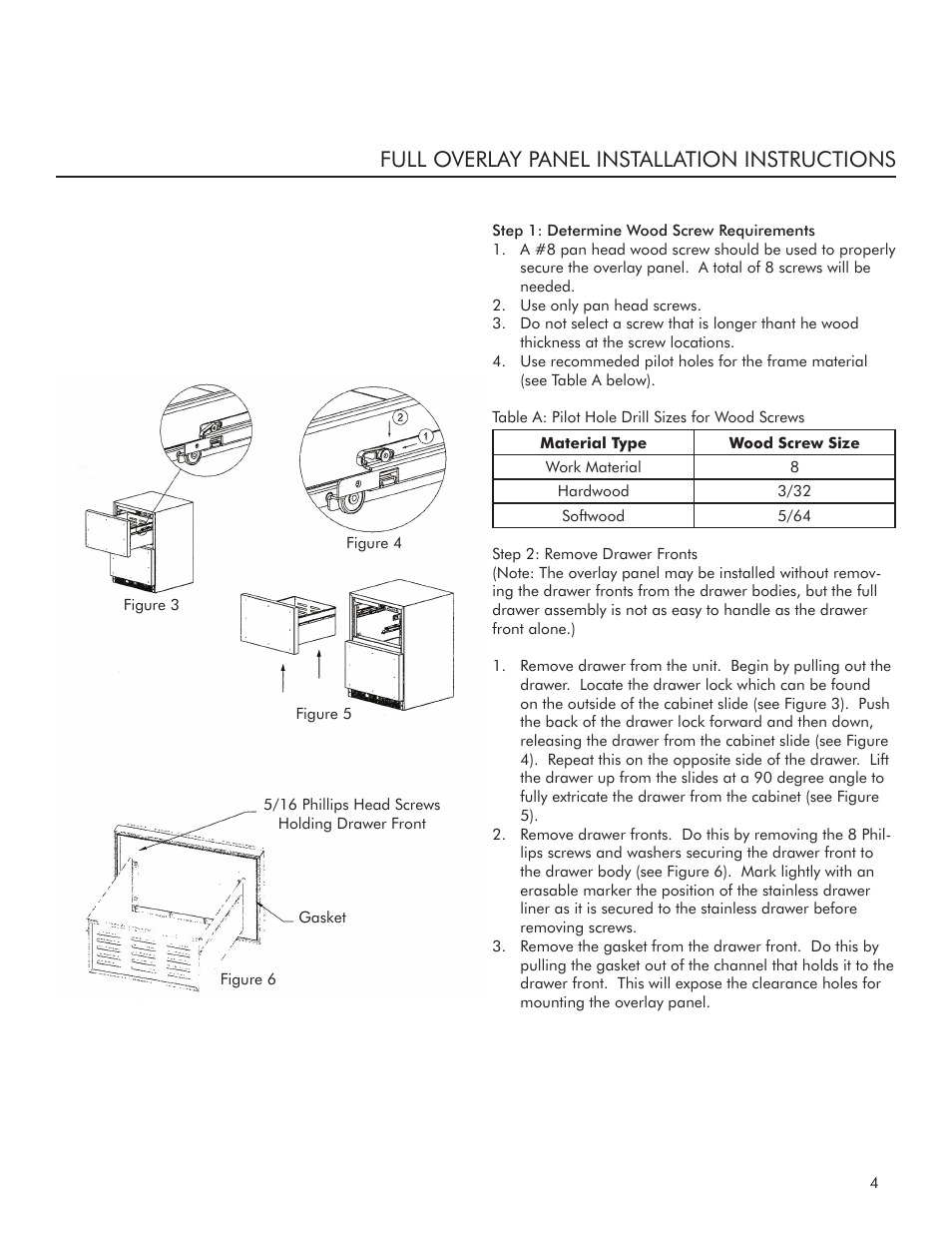 Full overlay panel installation instructions | Marvel Industries 24" Refrigerated Drawers 6ORDE User Manual | Page 5 / 12