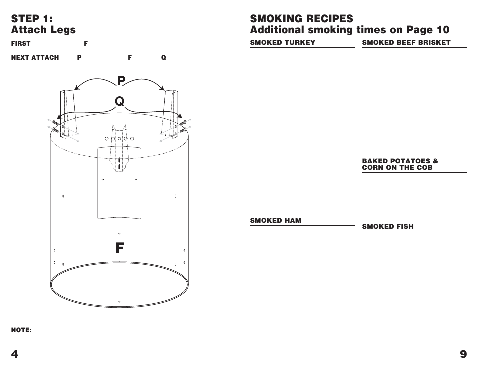 Step 1: attach legs | Masterbuilt GMES User Manual | Page 6 / 8