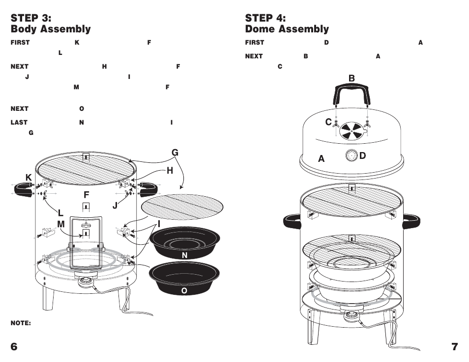 76 step 3: body assembly, Step 4: dome assembly | Masterbuilt GMES User Manual | Page 8 / 8