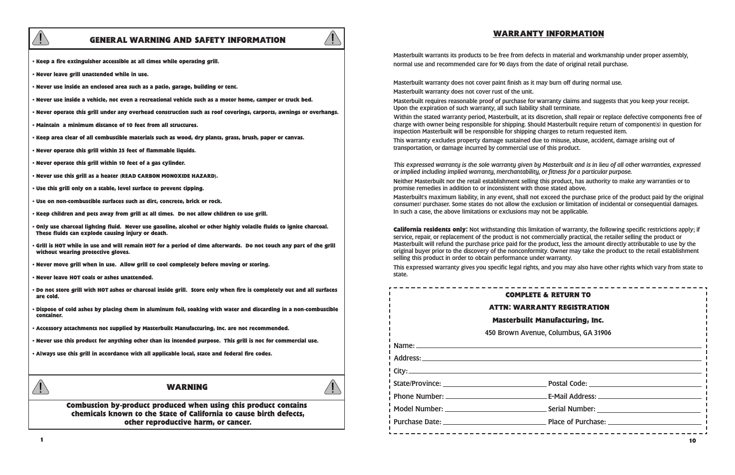 Masterbuilt 10040607 14" User Manual | Page 2 / 6