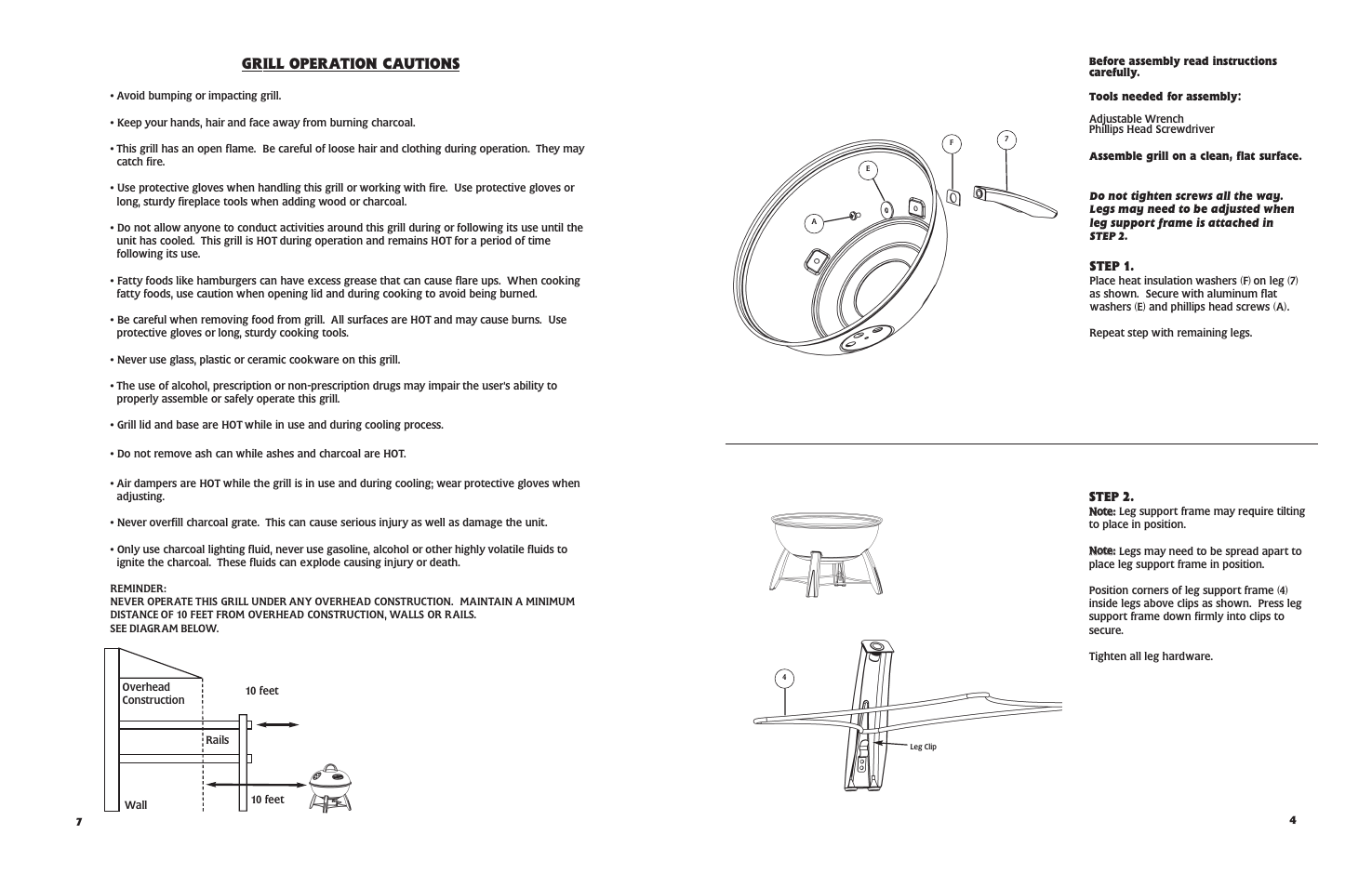 Grill operation cautions | Masterbuilt 10040607 14" User Manual | Page 5 / 6