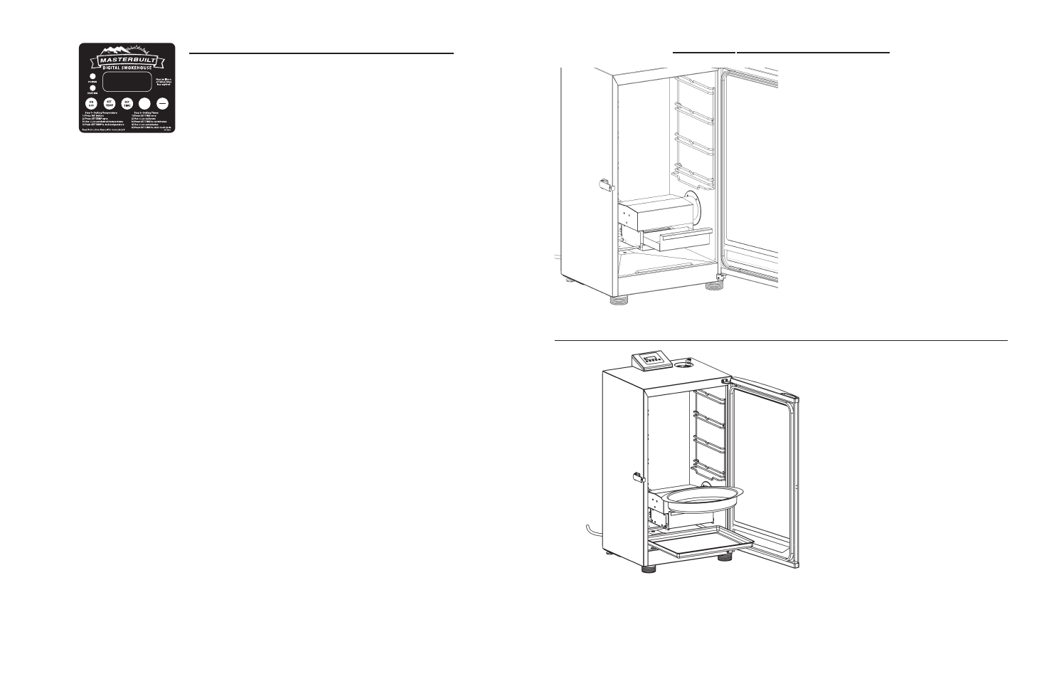Assembly instructions continued, Control panel operating instructions | Masterbuilt 70070106 User Manual | Page 7 / 8