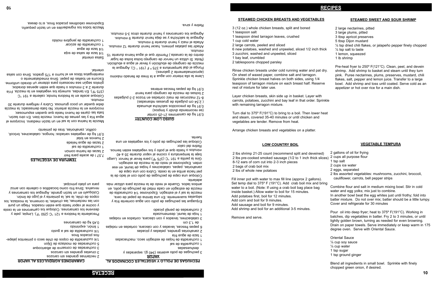 Recetas, Recipes | Masterbuilt 20010210 User Manual | Page 11 / 16