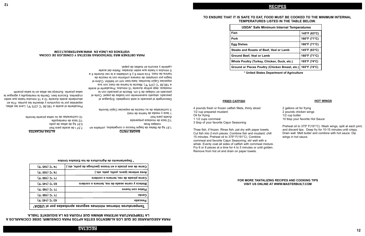 Recetas, Recipes | Masterbuilt 20010210 User Manual | Page 13 / 16