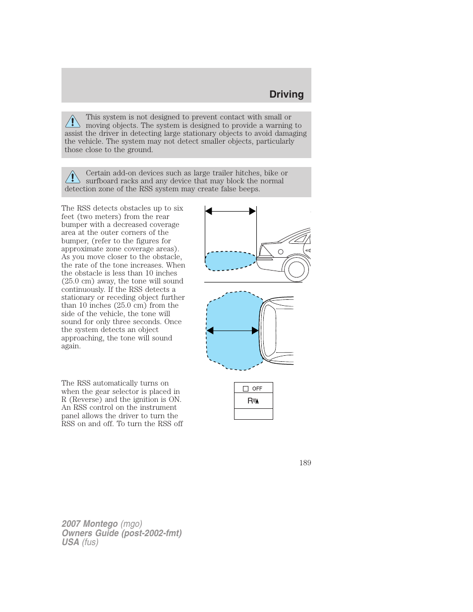 Driving | Mercury Montego 2007s User Manual | Page 189 / 280