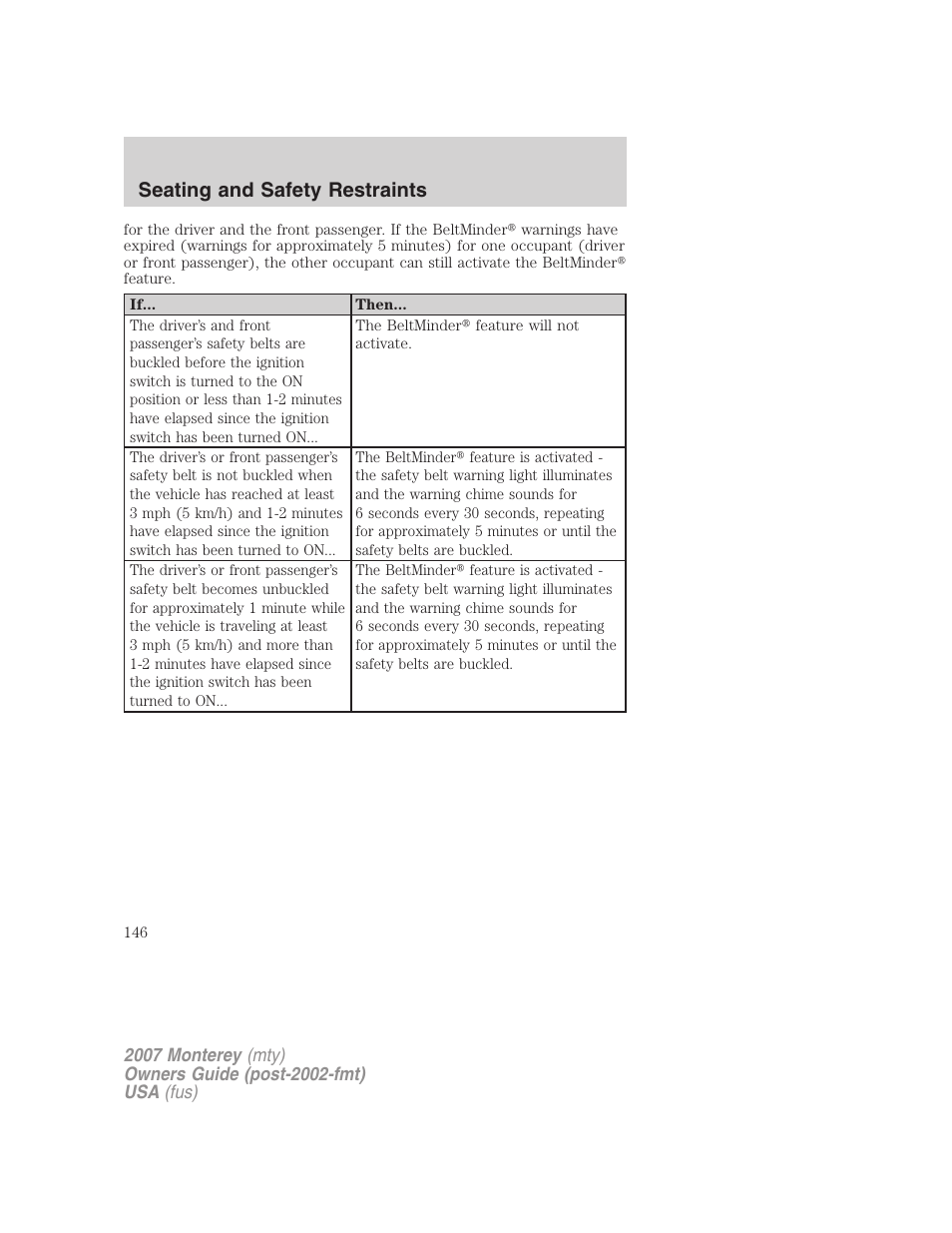 Seating and safety restraints | Mercury Mariner Hybrid 2007 User Manual | Page 146 / 312