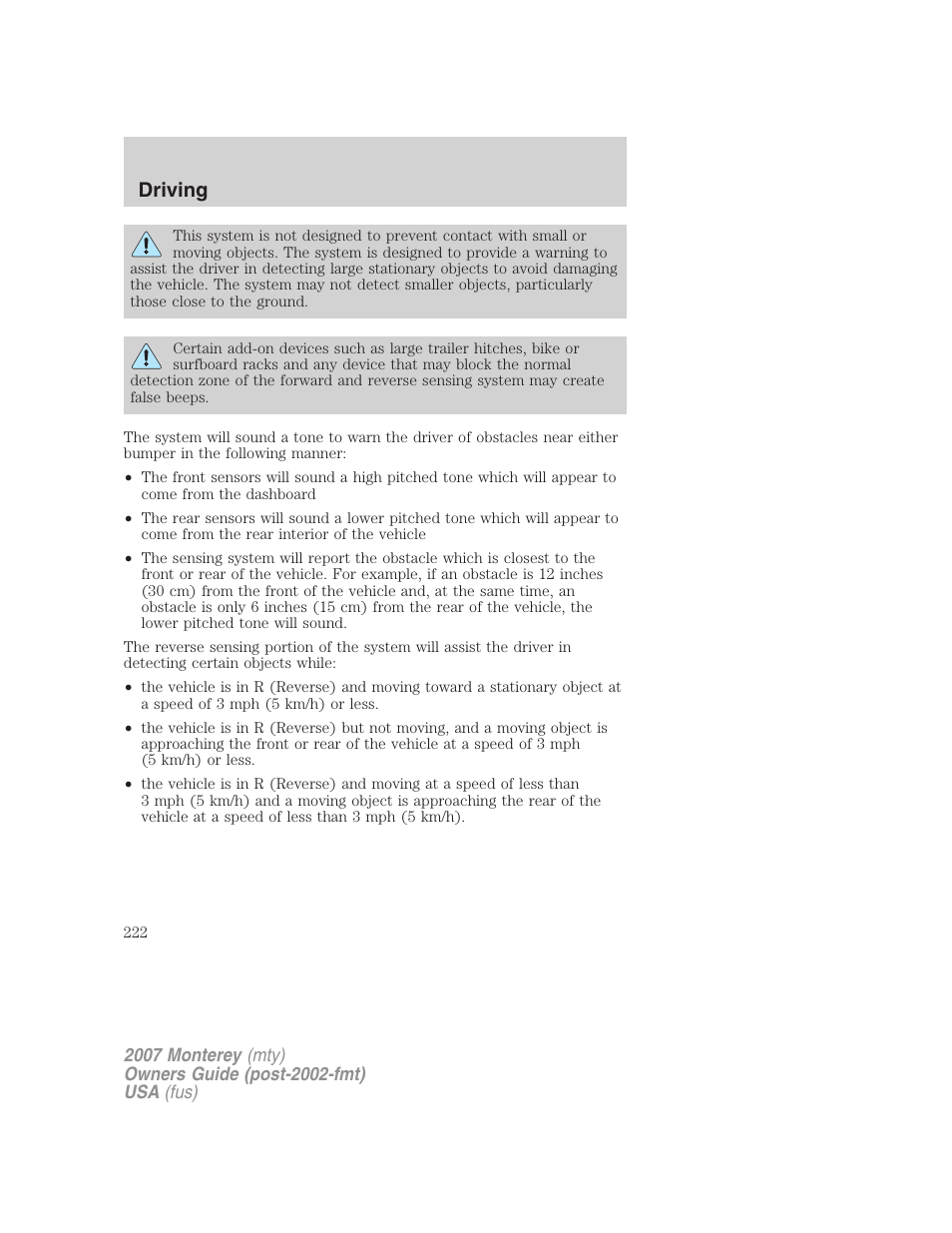 Driving | Mercury Mariner Hybrid 2007 User Manual | Page 222 / 312