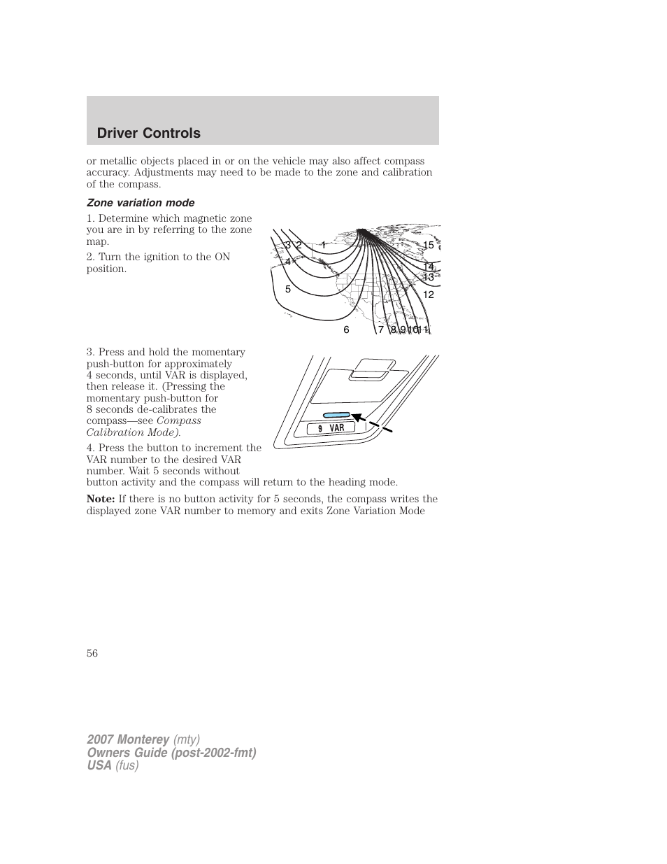 Zone variation mode, Driver controls | Mercury Mariner Hybrid 2007 User Manual | Page 56 / 312