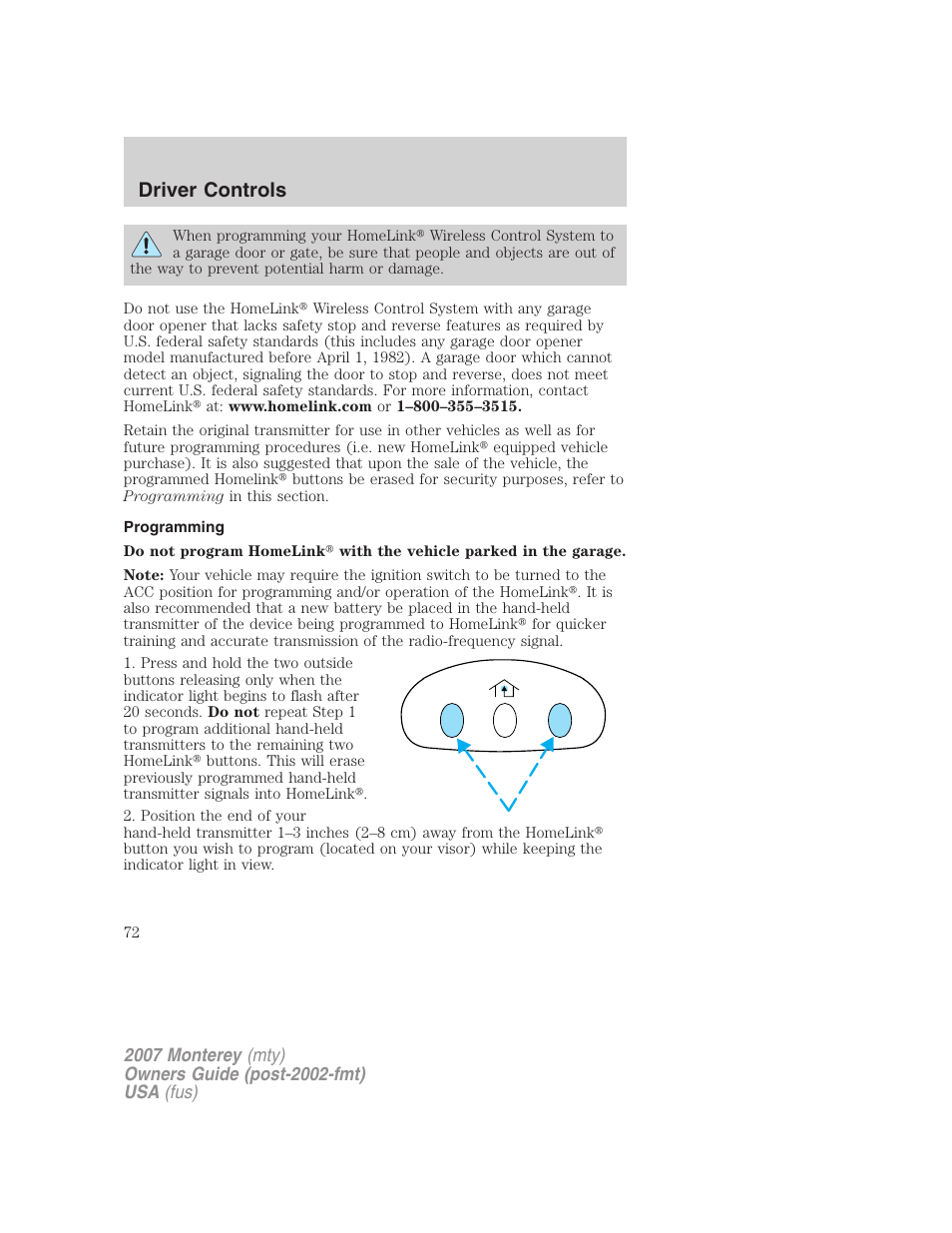 Programming, Driver controls | Mercury Mariner Hybrid 2007 User Manual | Page 72 / 312