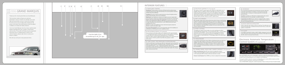 2006 grand marquis, Interior features, Electronic automatic temperature control system | If equipped) | Mercury 2006 User Manual | Page 2 / 2
