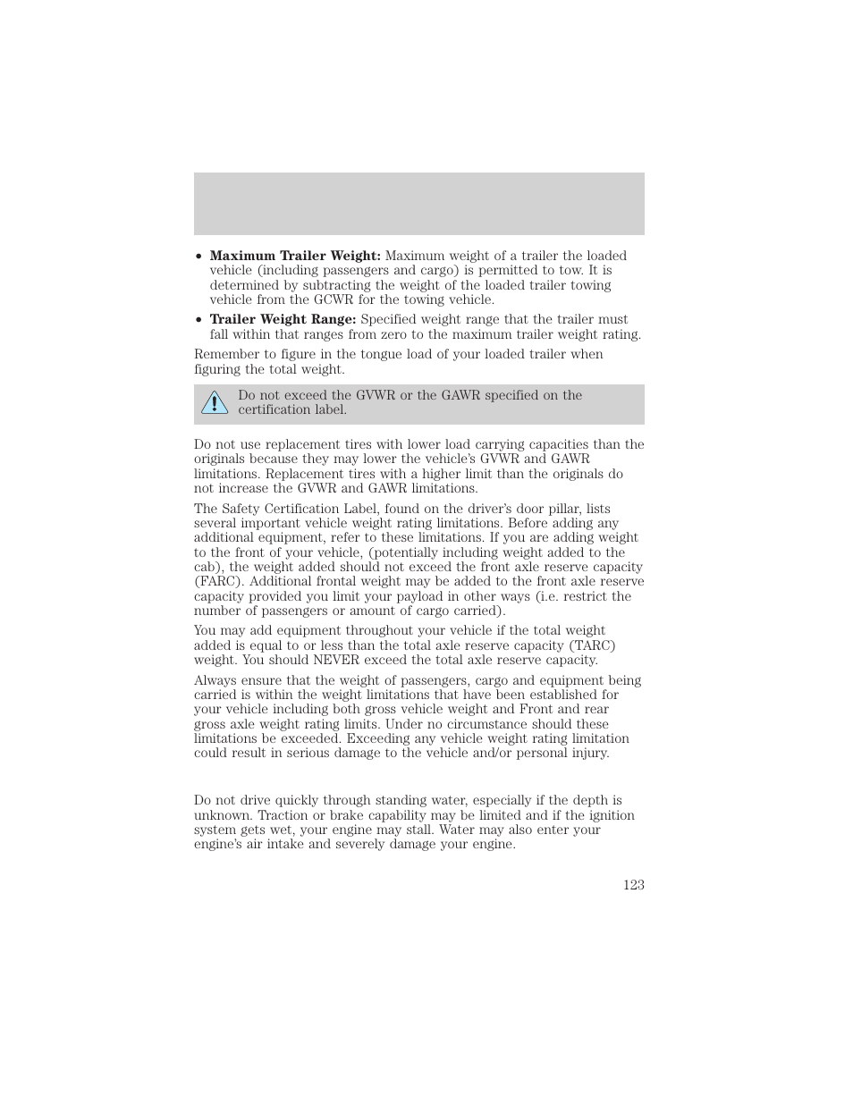 Driving | Mercury Sable 2000 User Manual | Page 123 / 232