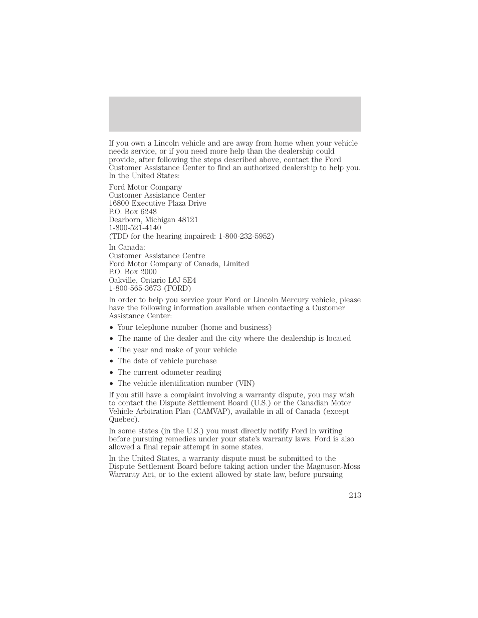 Customer assistance | Mercury Sable 2000 User Manual | Page 213 / 232